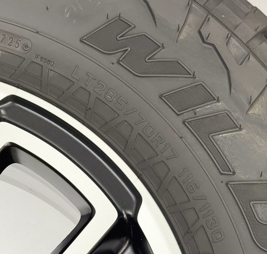 New Takeoff Jeep Wrangler 17" Black Machine OEM Wheels Falken AT Tires Set Of 55