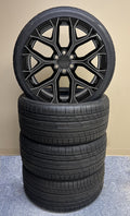24" Gloss Black Milled Snowflake Wheels 305/35R24 Tires TPMS Cadillac Escalade0