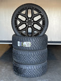 24" Gloss Black Milled Snowflake Wheels All Terrain Tires TPMS GMC Sierra Yukon0