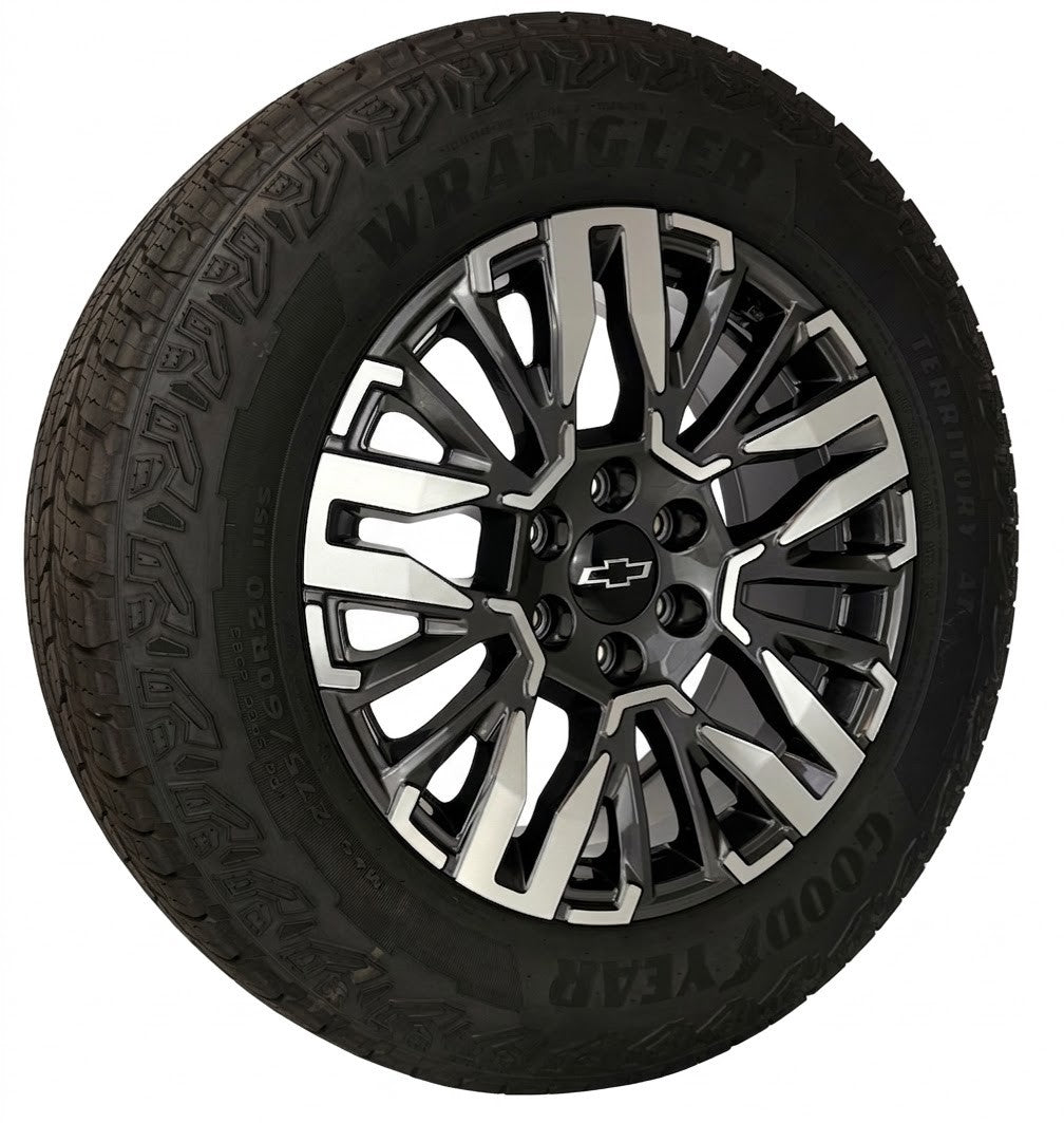 20" Chevy Silverado Tahoe OEM Wheels Goodyear A/T Tire New Takeoff TPMS LUG NUT5