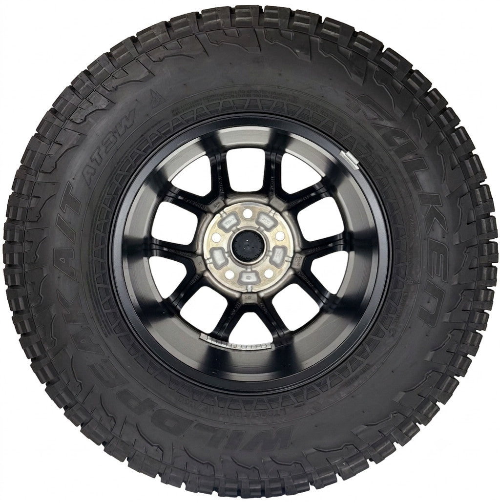 New Takeoff Jeep Wrangler 17" Black Machine OEM Wheels Falken AT Tires Set Of 54