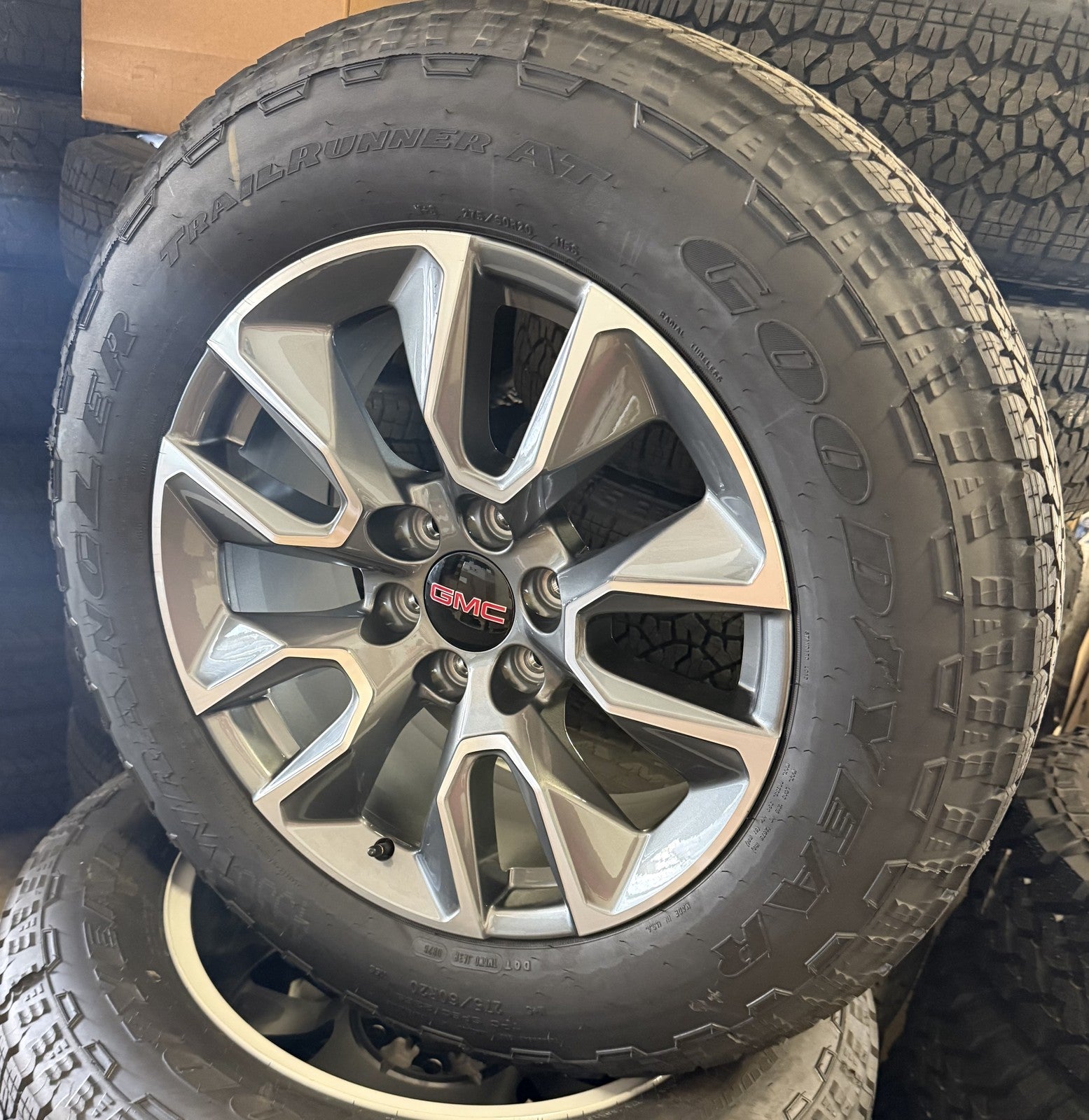 20" GMC Sierra Yukon Gunmetal OEM Wheels Goodyear AT Tires Fits 2000-20268