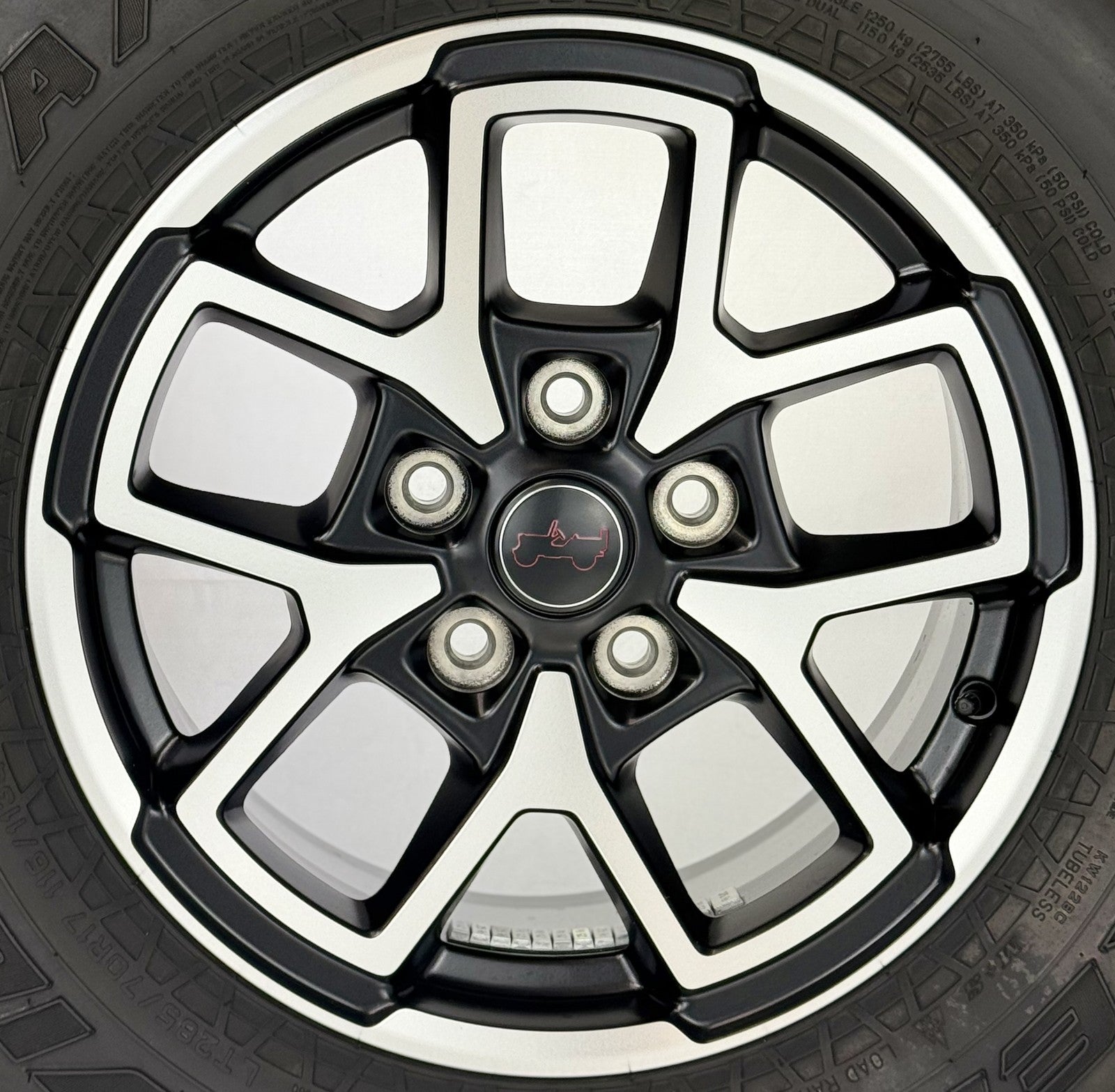 New Takeoff Jeep Wrangler 17" Black Machine OEM Wheels Falken AT Tires Set Of 57