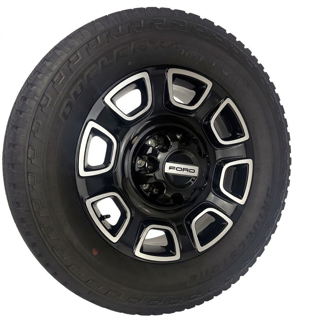 Ford F250 20" Black And Machine OEM Wheels Bridgestone A/T Tires New Takeoff1