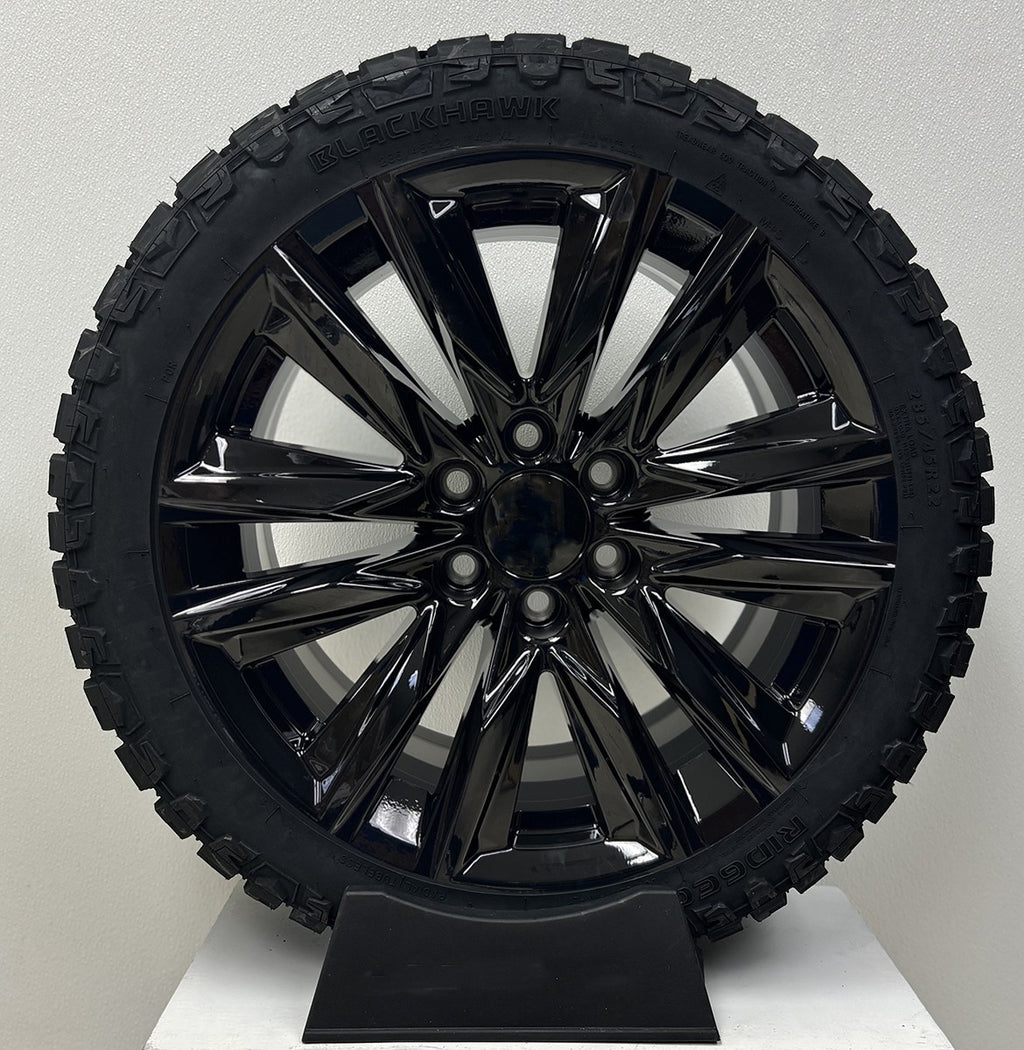 One Single Black Platinum 22" Wheels Blackhawk R/T Tires Chevy Tahoe Silverado0