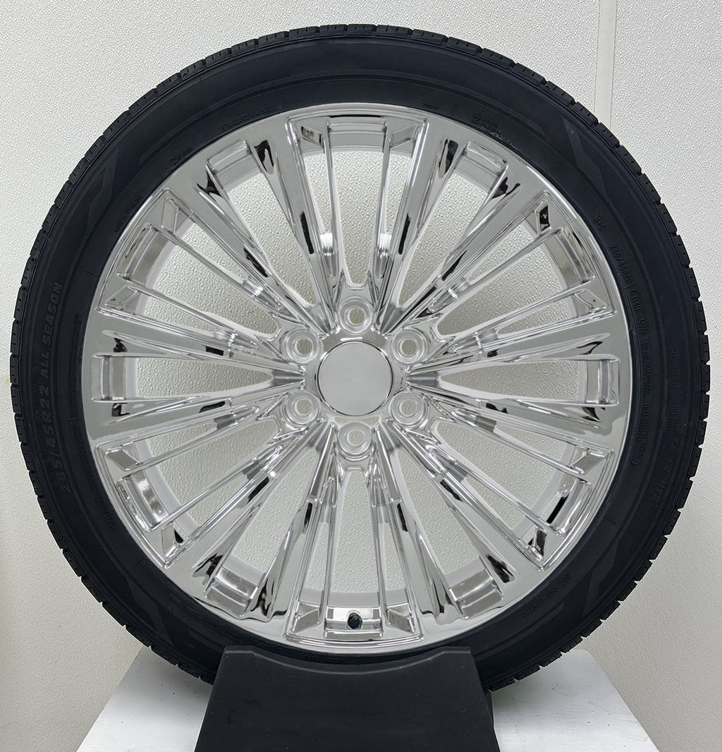 22" Chrome Multi Spoke Wheels Highway Tires TPMS Cadillac Escalade, Yukon Tahoe0