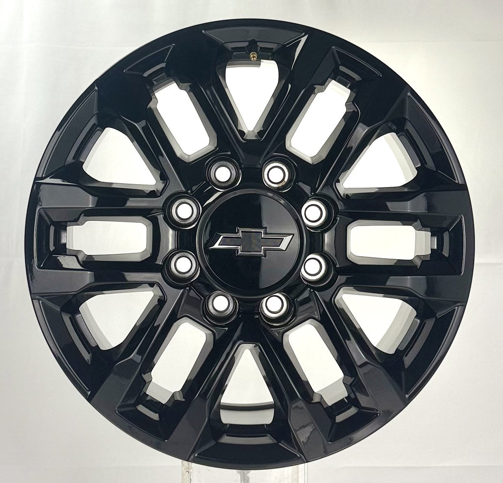 Set of 4 OEM Chevy Silverado 2500 20" Black Trail Boss New Takeoff Wheels0