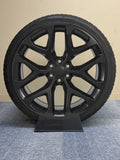 Satin Black 24" Snowflake Wheels Highway Tires TPMS GMC Sierra Yukon Denali0