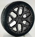 24" Gloss Black Milled Snowflake Wheels All Season Tires TPMS GMC Sierra Yukon0