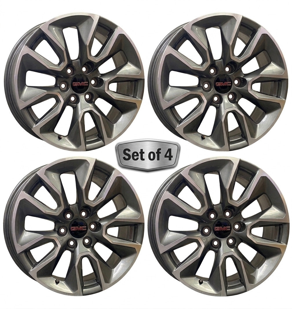 20” GMC Sierra and Yukon Gunmetal Machined OEM Wheels New Takeoff Set Of Four1