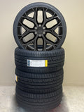 24" Black Milled Edge Snowflake Wheels All Season Tires TPMS Cadillac Escalade0