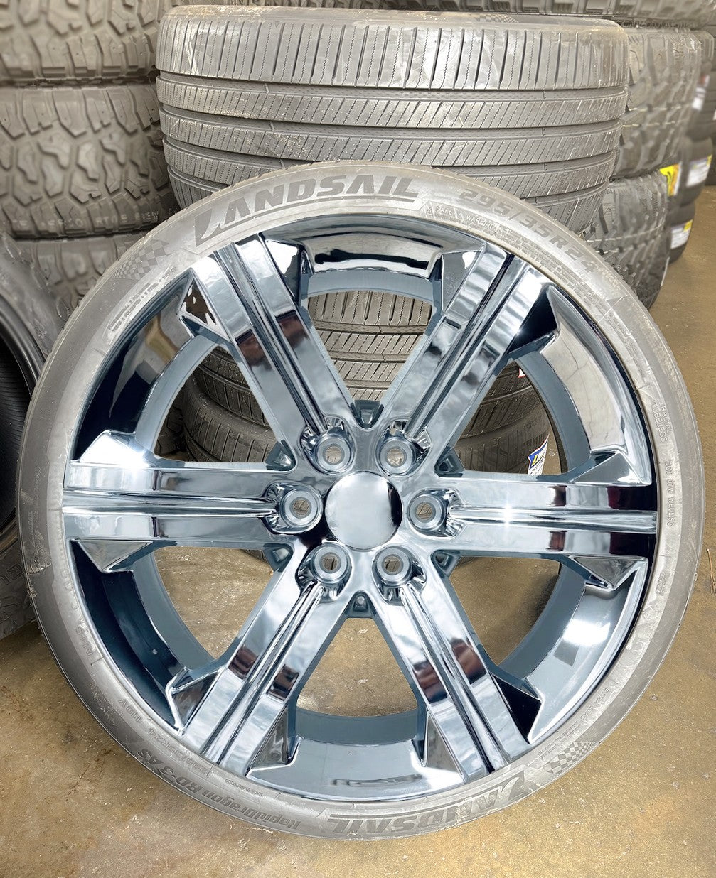 Chrome 24" G13 Wheels All Season Tires TPMS Fits GMC Sierra Yukon, Escalade2