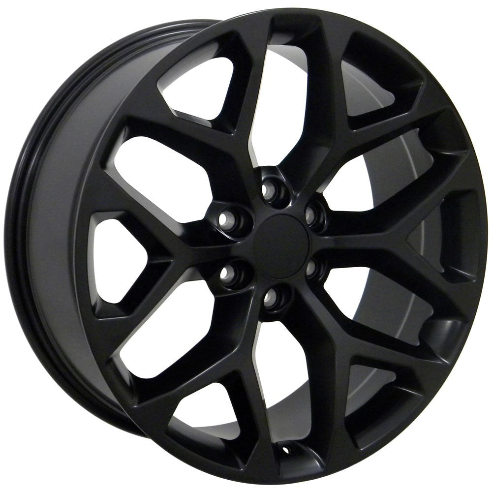 24" Matte Black Snowflake Wheels All Season Tires TPMS GMC Sierra Yukon Denali4