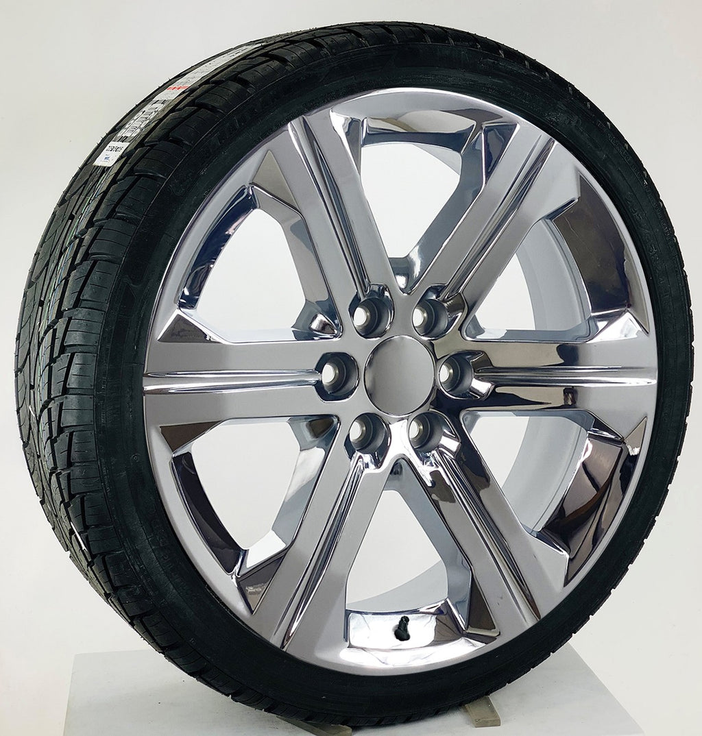 Chrome 24" G13 Wheels All Season Tires TPMS Fits GMC Sierra Yukon, Escalade0