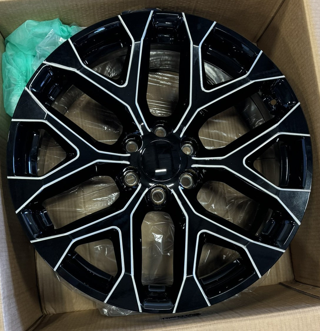 24" Gloss Black Milled Snowflake Wheels All Season Tires TPMS GMC Sierra Yukon5