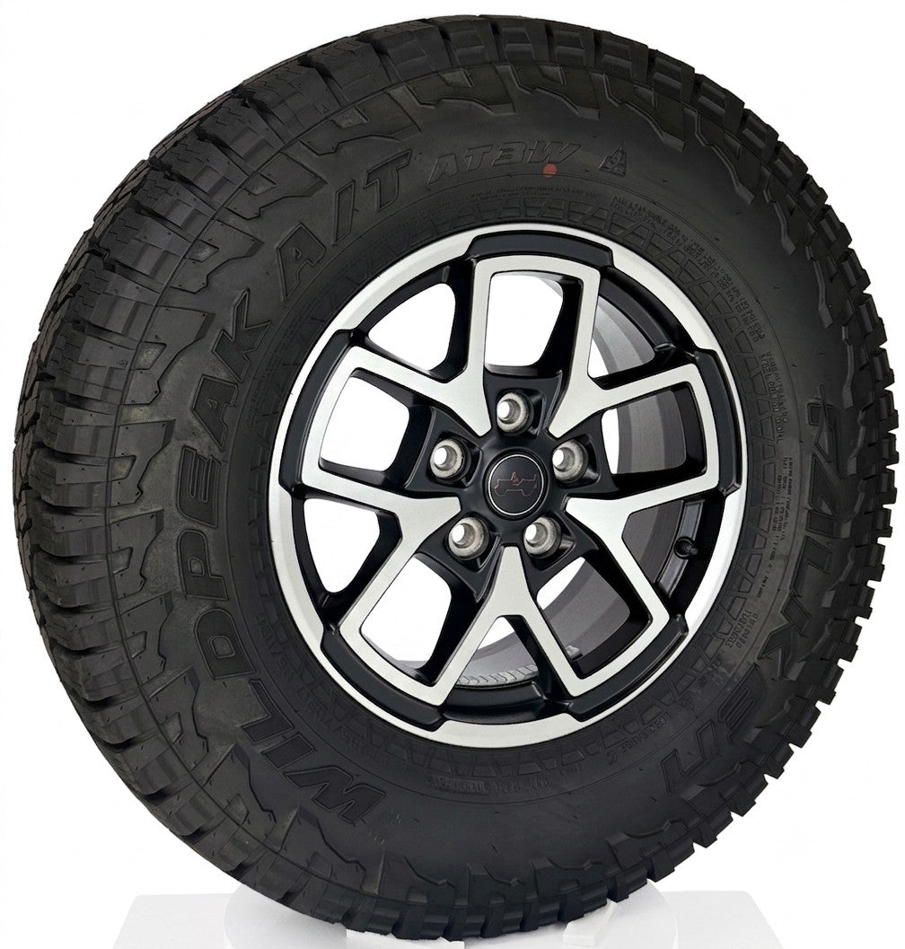 New Takeoff Jeep Wrangler 17" Black Machine OEM Wheels Falken AT Tires Set Of 51