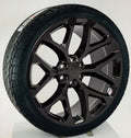 Gloss Black 24 Inch Snowflake Wheels All Season Tires TPMS Cadillac Escalade SET0