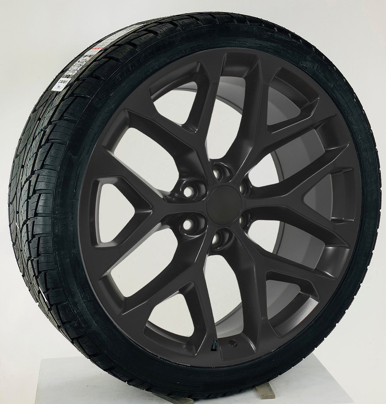 24" Matte Black Snowflake Wheels All Season Tires TPMS GMC Sierra Yukon Denali0
