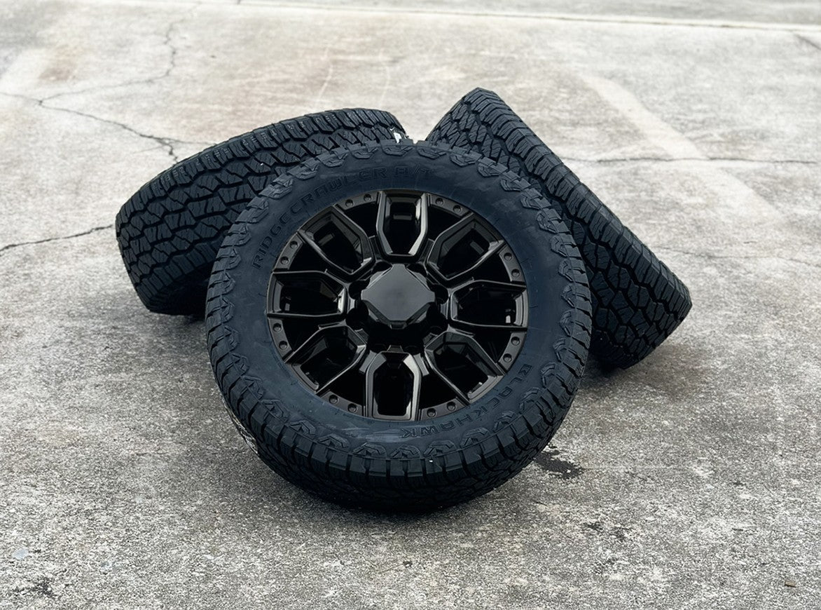 2011-2026 Chevy Silverado 2500 Black 20" 8 Lug 8-180 Wheels 265/60R20 AT Tires0