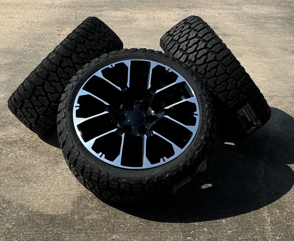 Black Machine Honeycomb 22" Wheels Blackhawk R/T Tires Chevy Tahoe Silverado0