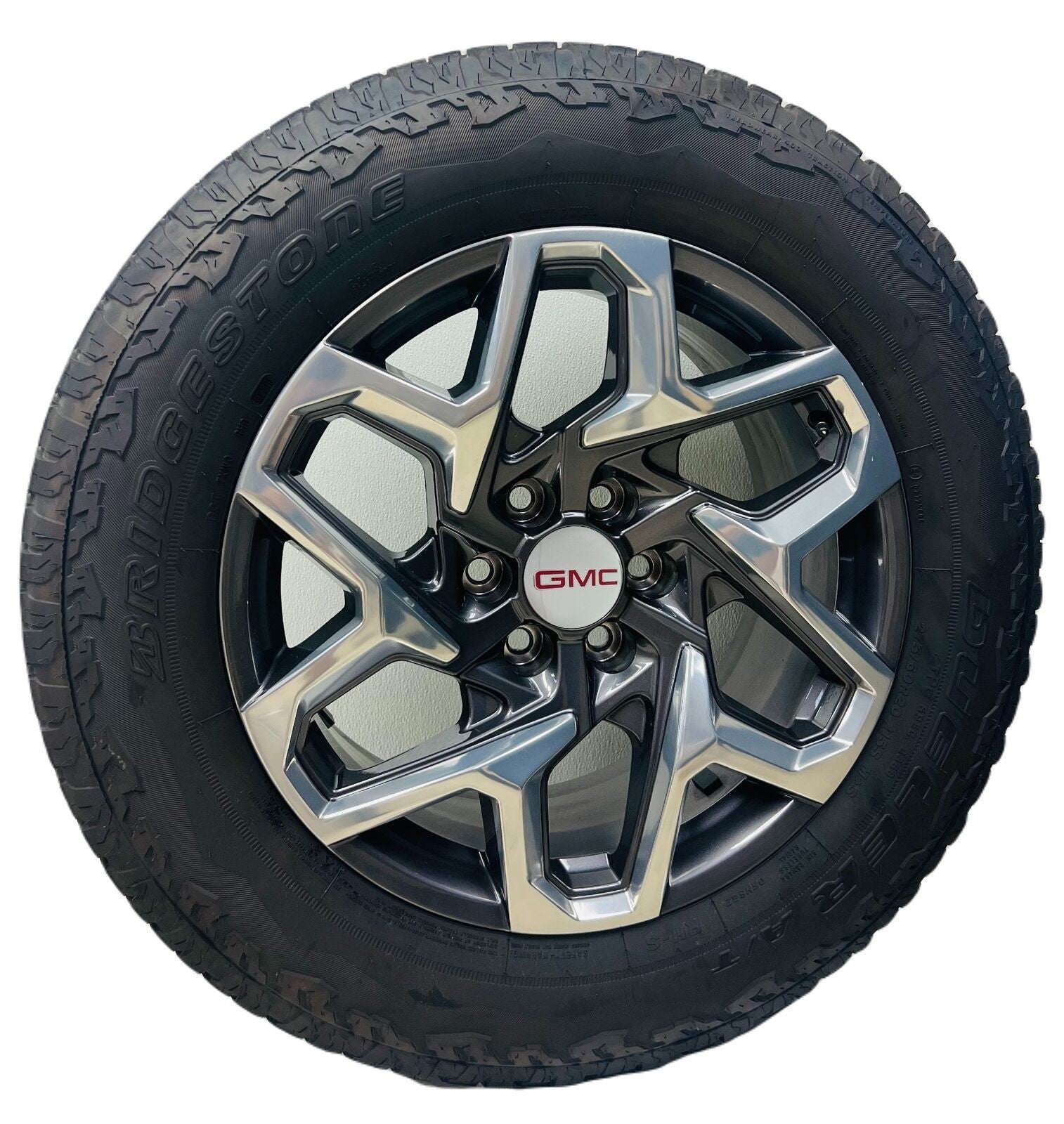 20" GMC Sierra Yukon Grey & Polished OEM Wheel Bridgestone AT Tire TPMS LUG NUTS0