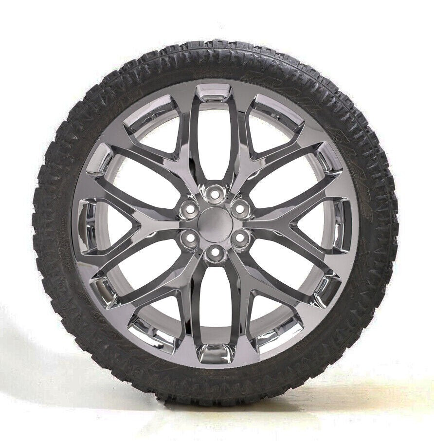 Chrome Snowflake 24" Wheels X/T Tires Silverado Tahoe Sierra Yukon Escalade1