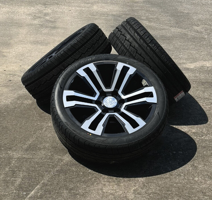 Black & Machine 22" Denali Split Wheels Ironman H/T Tires Chevy Tahoe Silverado0