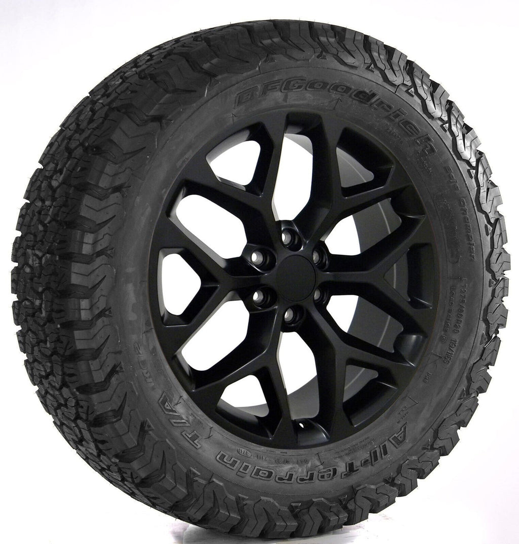 Chevy 20" Satin Matte Black Snowflake Wheels BFG Tires Silverado Tahoe Suburban0