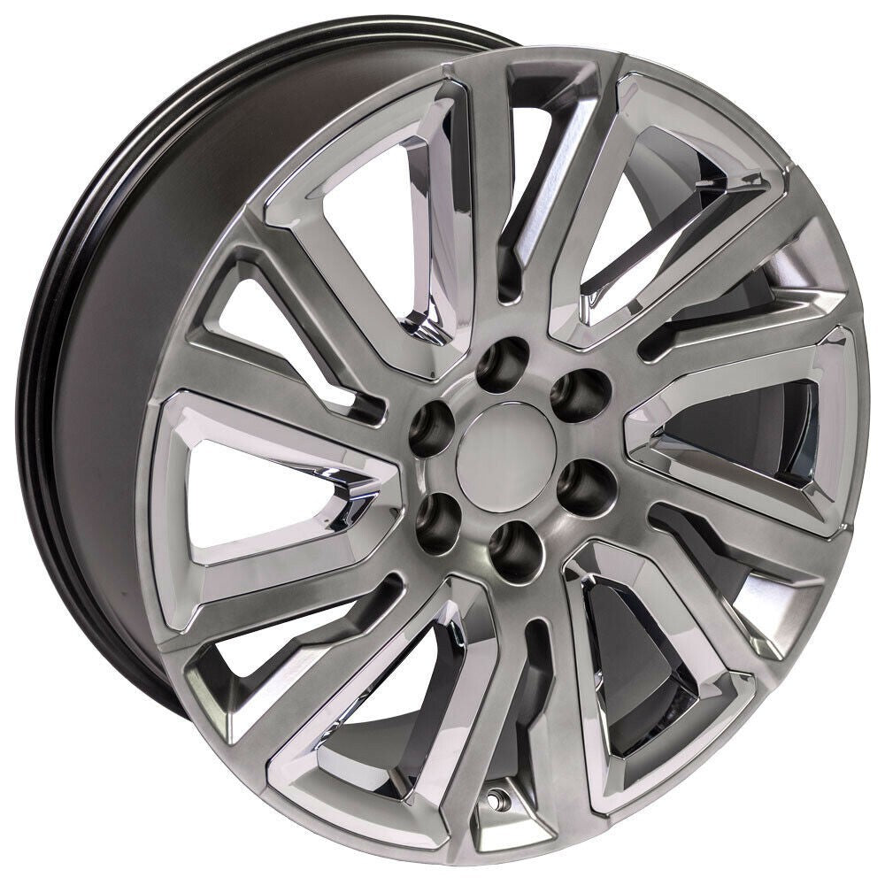 Chevy 22" Hyper Black & Chrome Replica Wheels Bridgestone Tires Silverado Tahoe2