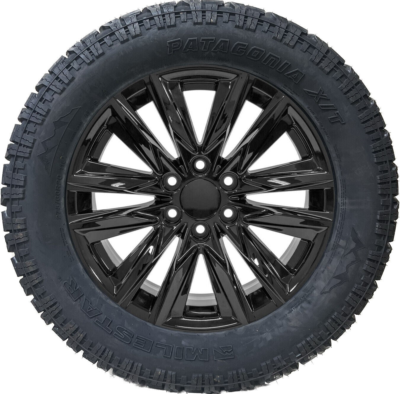 Chevy 20" Black Platinum Wheels Milestar X/T Tires For Silverado Tahoe Suburban0