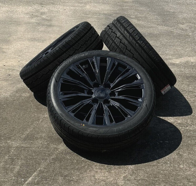 Gloss Black 22" Quarter Split Wheels Ironman H/T Tires GMC Sierra Yukon Denali0