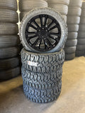 22" Black Split Spoke Wheels 33x12.50 Mud Tires TPMS Lug GMC Sierra Yukon Denali0