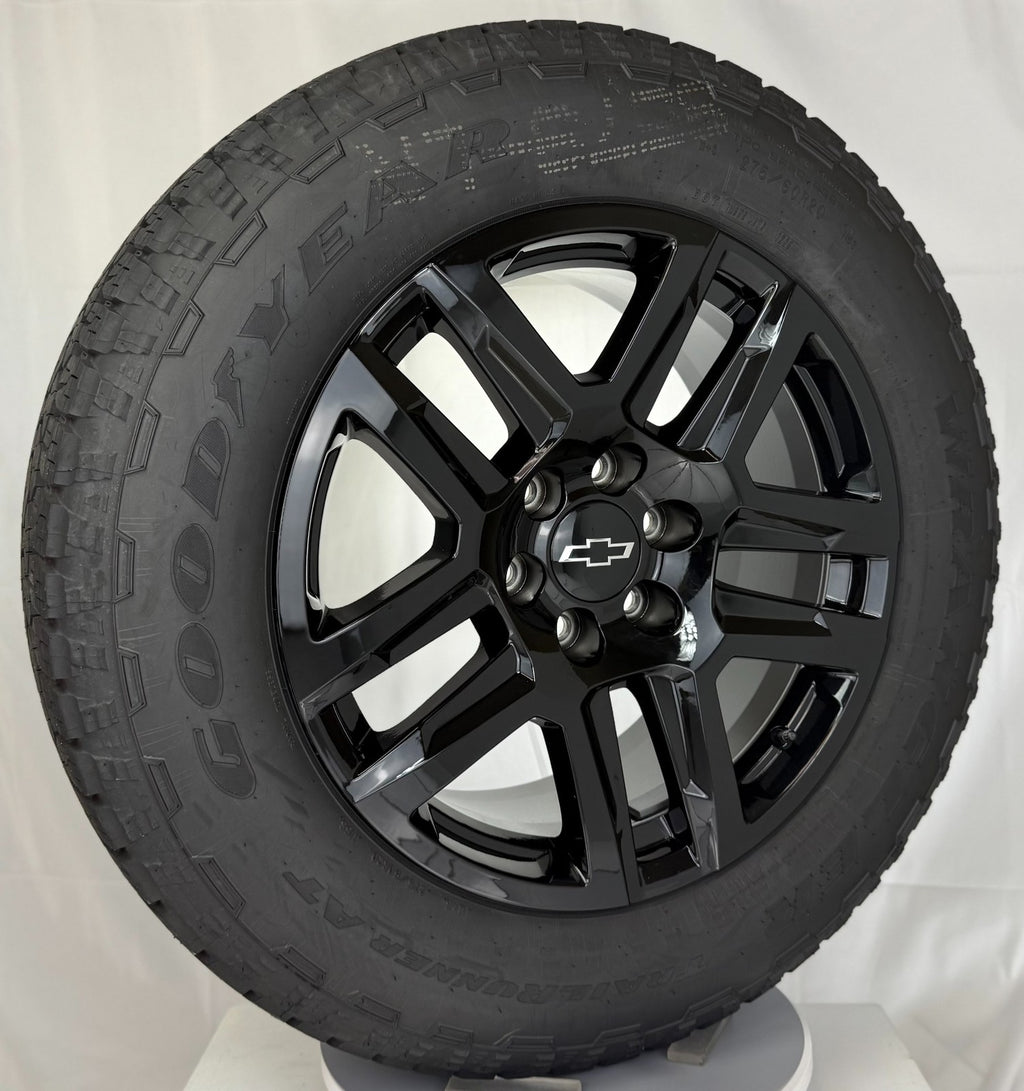 20" Chevy Silverado Black Trail Boss OEM Wheels Goodyear A/T Tire TPMS2