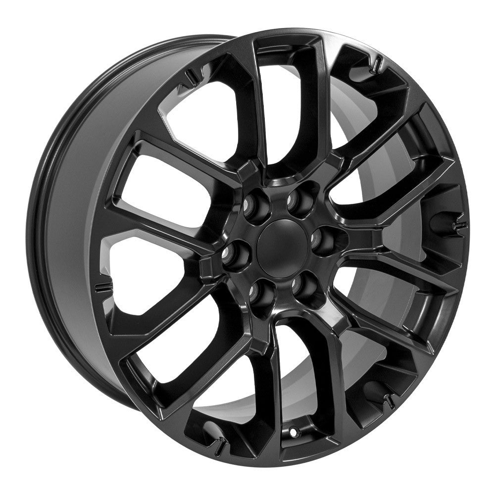 22" Satin Black Notched Honeycomb Wheels For GMC Sierra Yukon Denali 2000-20263