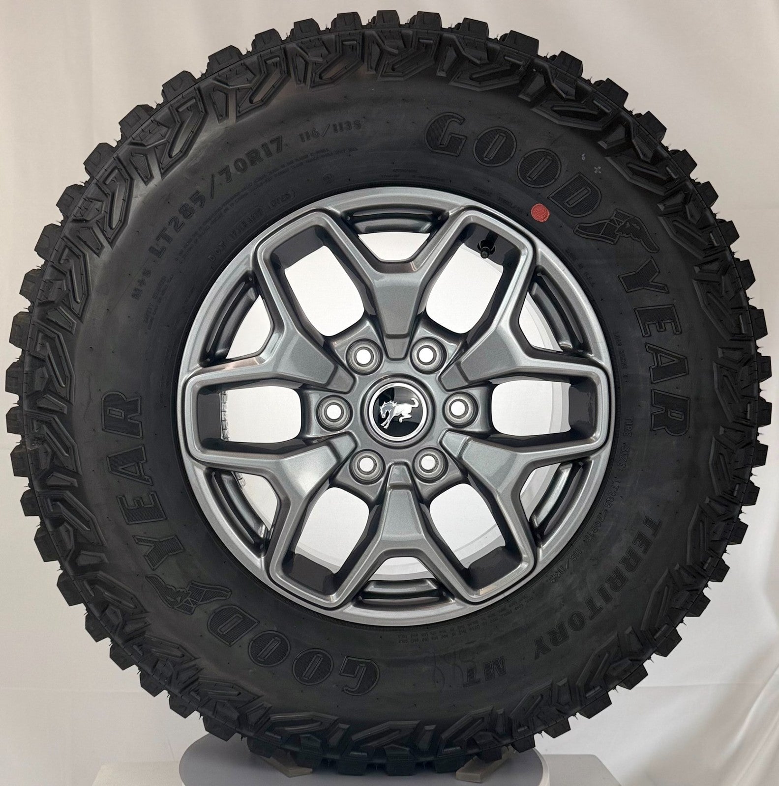 Ford Bronco OEM 17" New Takeoff 2022-2026 Grey Machine Wheels Goodyear M/T Set 50