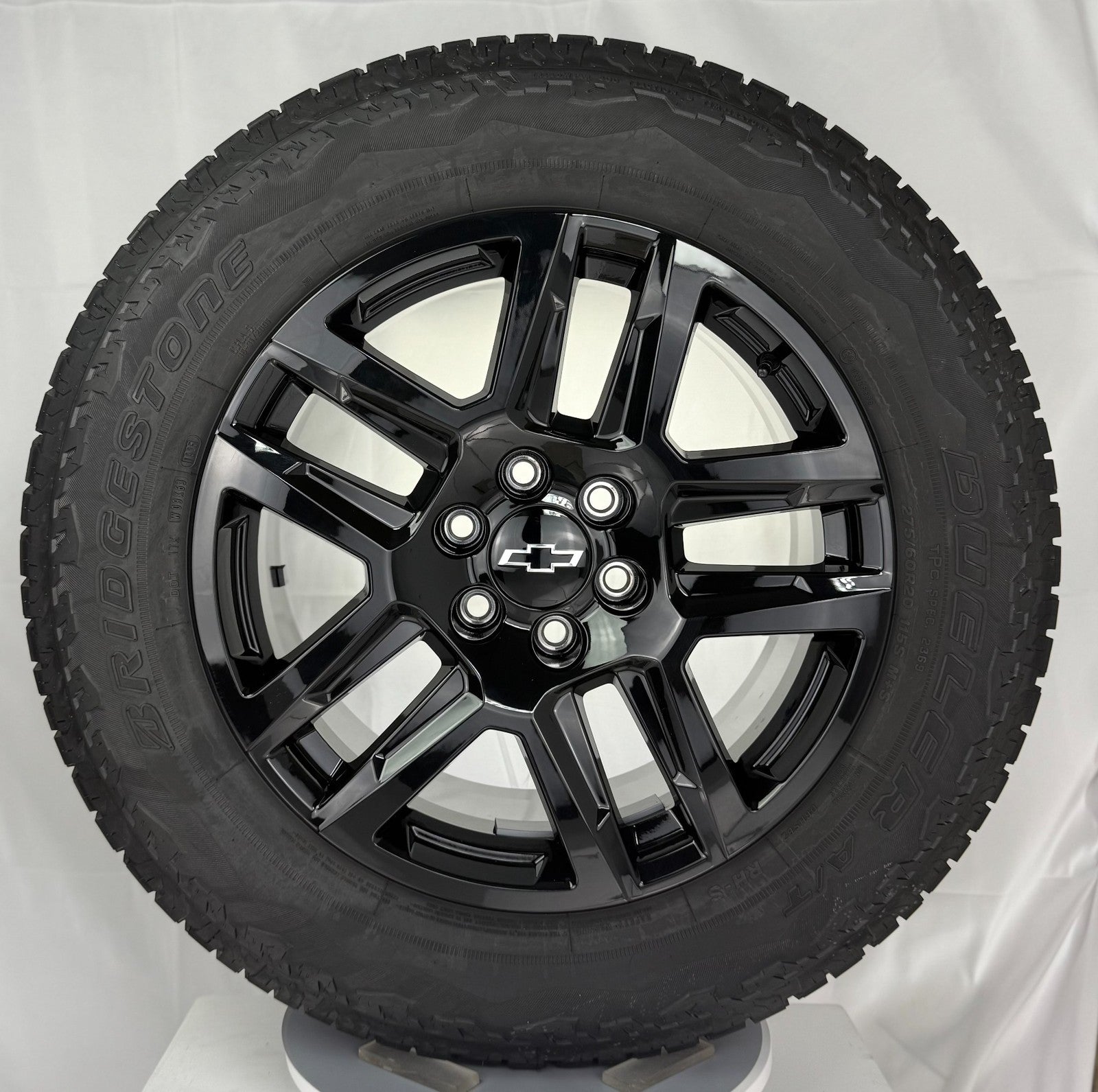 20" Chevy Silverado Black Trail Boss OEM Wheels Bridgestone AT Tire New Takeoff0