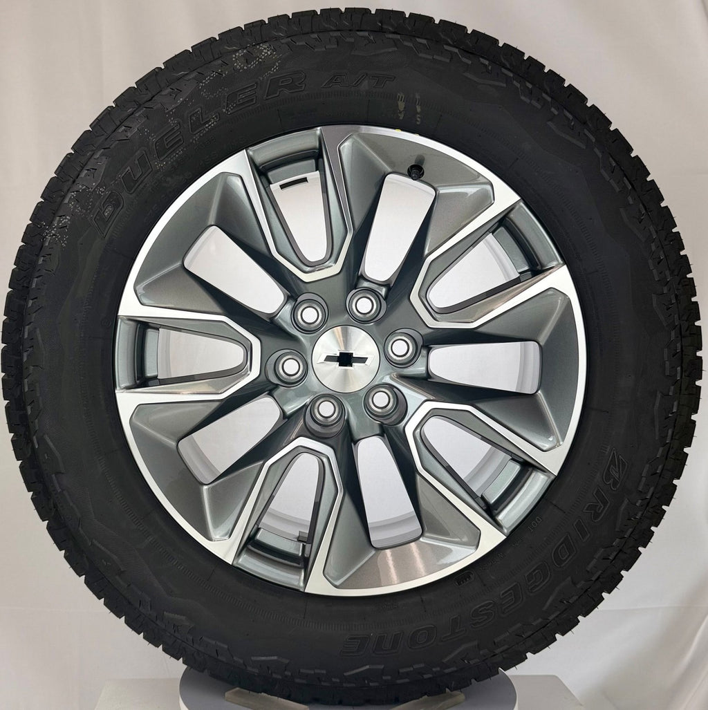 20" Chevy Silverado Gunmetal RST OEM Wheels Bridgestone AT Tire TPMS LUG NUTS0