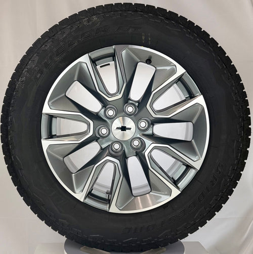 20" Chevy Silverado Gunmetal RST OEM Wheels Bridgestone AT Tire TPMS LUG NUTS0