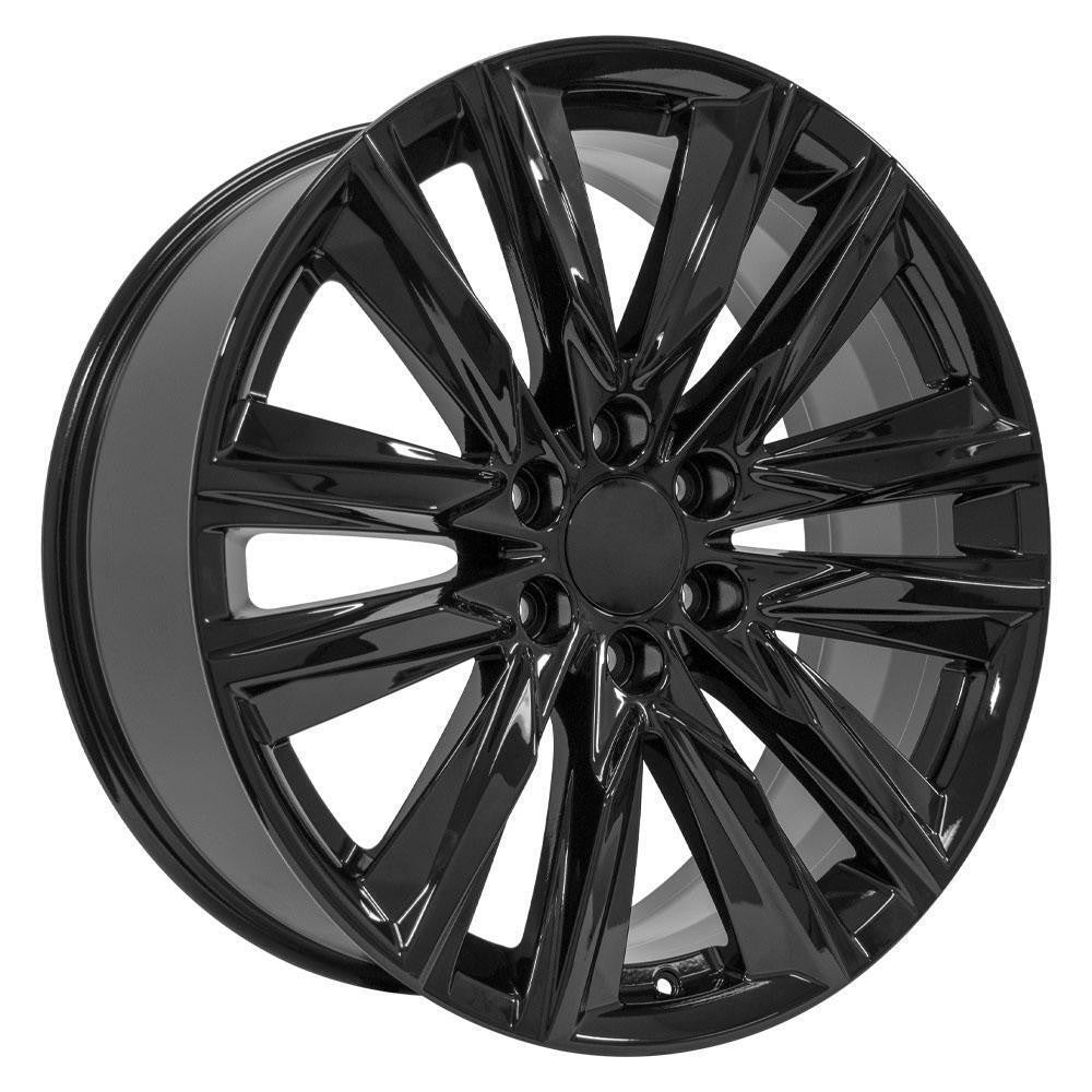 22" Gloss Black Platinum Wheels For 2000-2026 Chevy Silverado Suburban Tahoe0