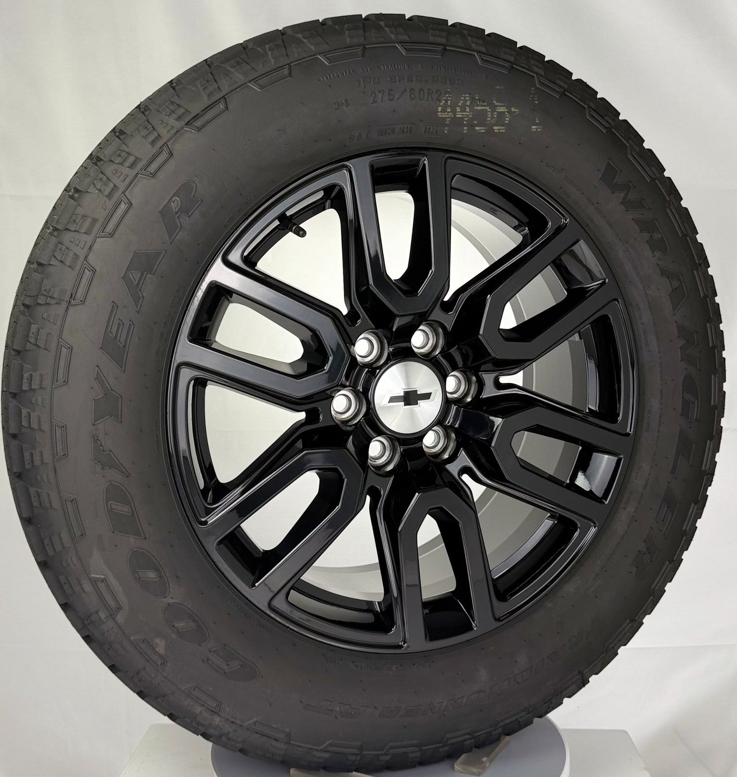 20" Chevy Silverado Tahoe Suburban Black OEM Wheels Goodyear AT Tires TPMS LUGS6