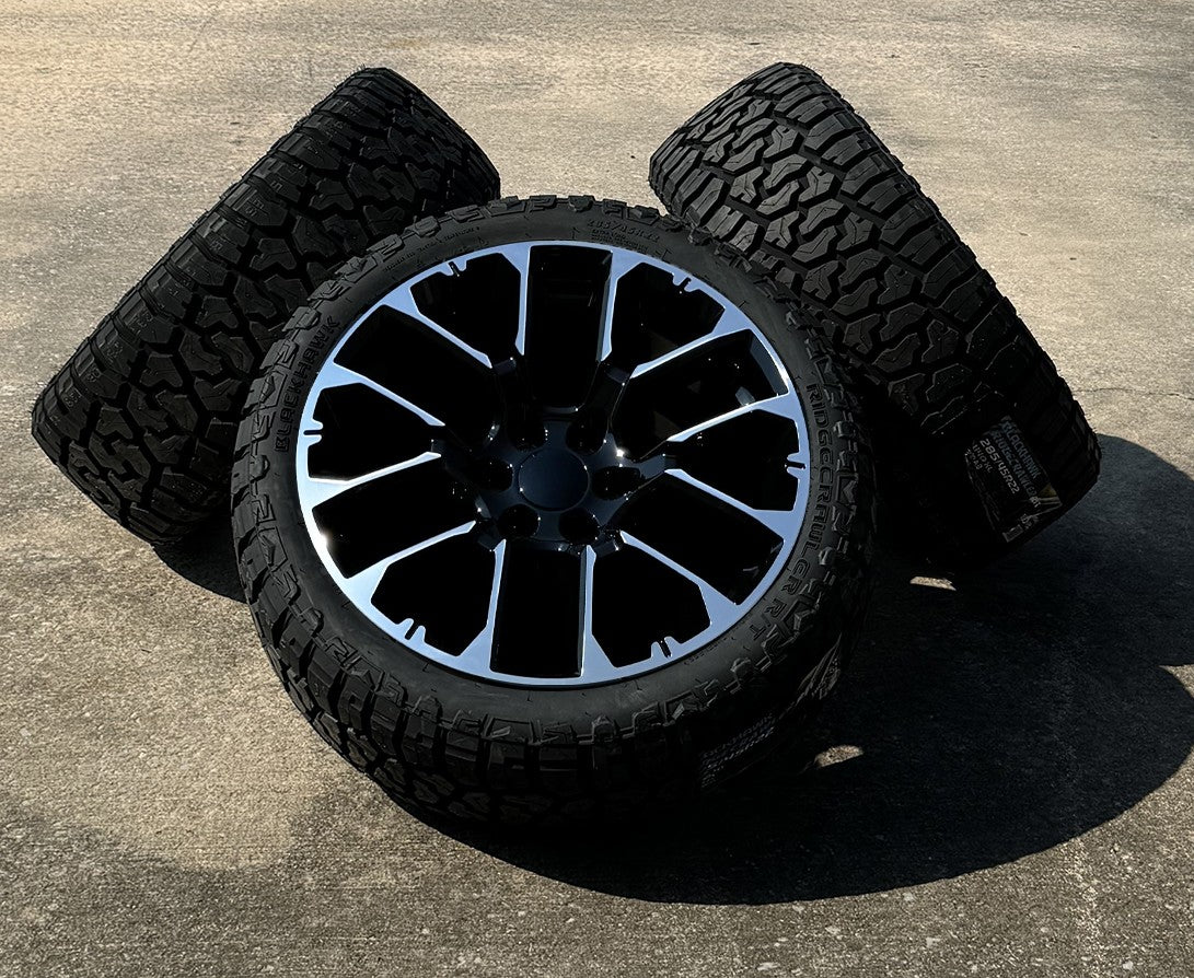 Black Machine Honeycomb 22" Wheels Blackhawk R/T Tires GMC Sierra Yukon Denali0