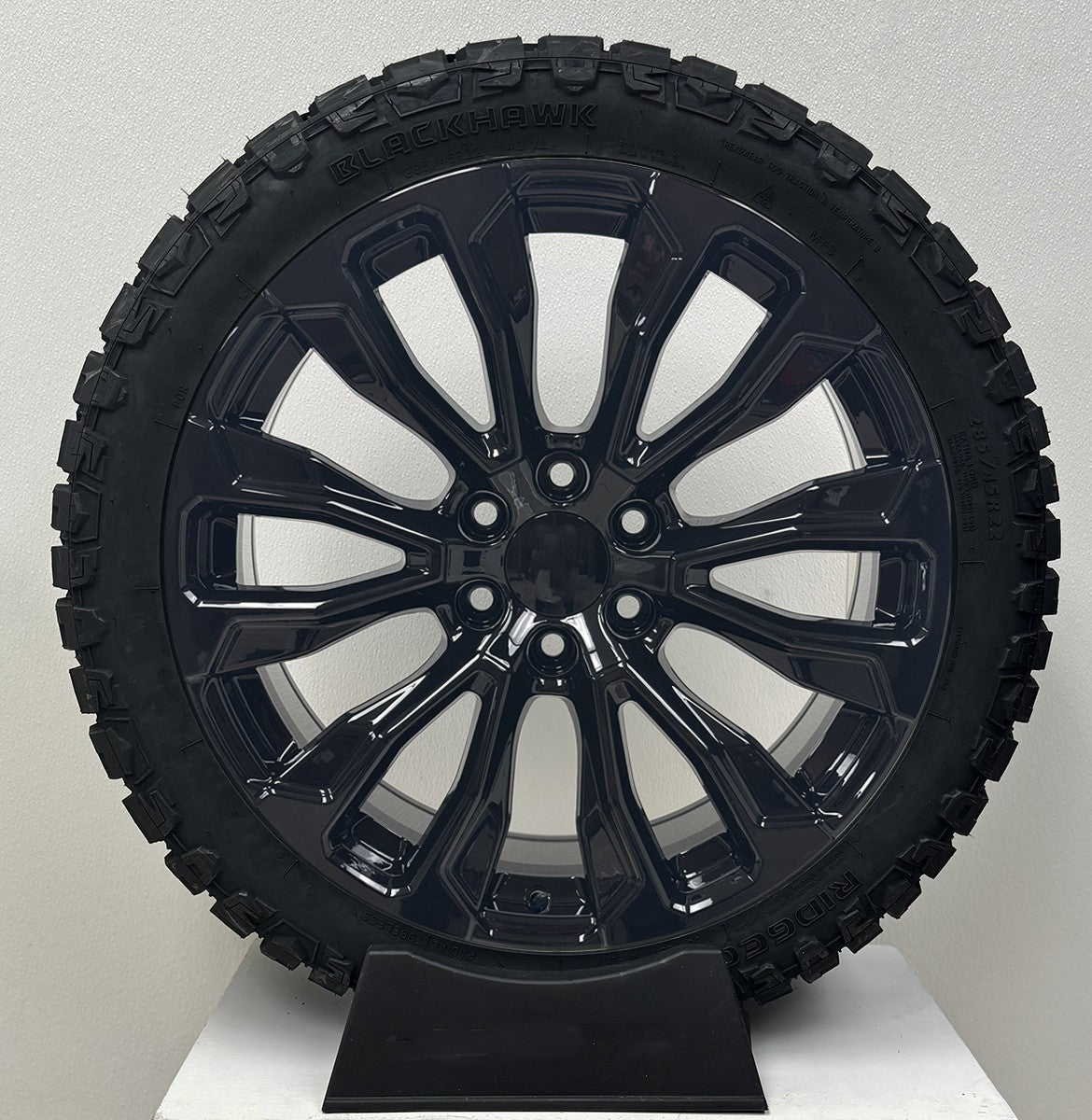 Gloss Black Denali 22" CV30 Wheels Blackhawk R/T Tires GMC Sierra Yukon Set of 41