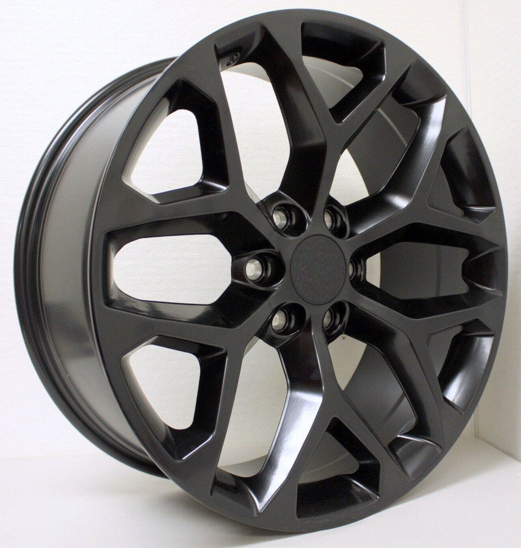 GMC 22" Satin Black Snowflake Wheels Rims For 2000-2026 Sierra Yukon Escalade0