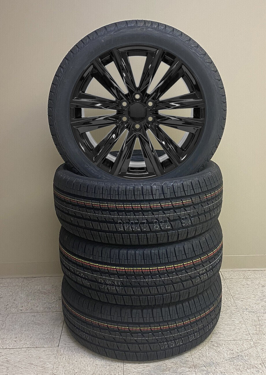 GMC 22" Black Platinum Wheels Bridgestone 285/45R22 Tires Sierra Yukon Denali1