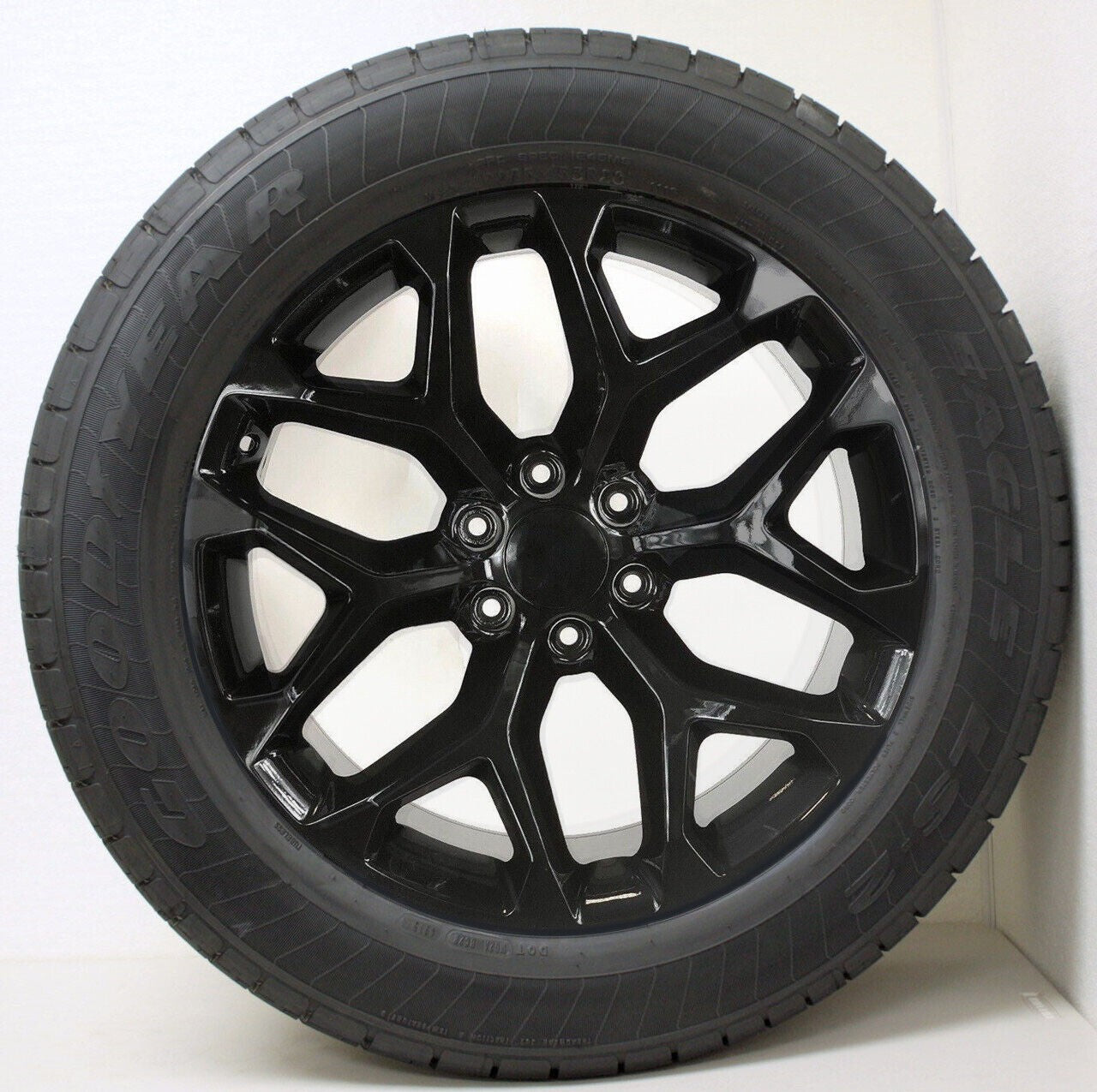 GMC 20" Gloss Black Snowflake Wheels Goodyear Tires 2000-26 Sierra Yukon Denali0