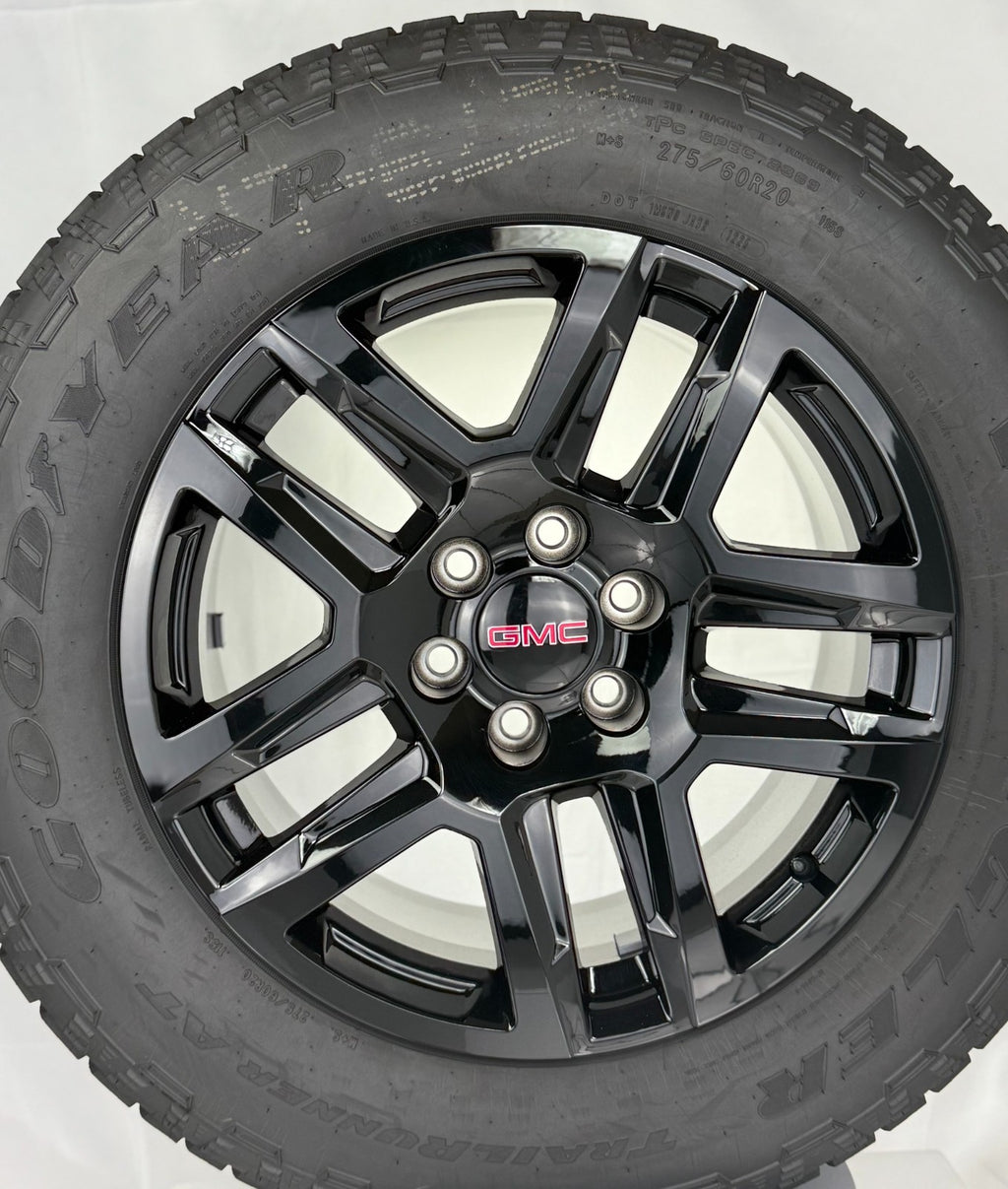 20" GMC Sierra Yukon Black OEM Wheels Goodyear A/T 275/60R20 Tire TPMS LUG NUTS1