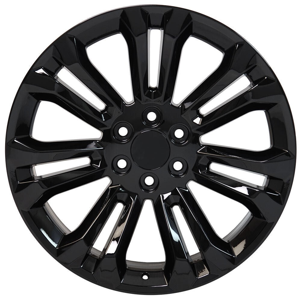 24" Black Split Spoke Wheels Rims for 2000-2026 Chevy Silverado, Tahoe, Suburban1