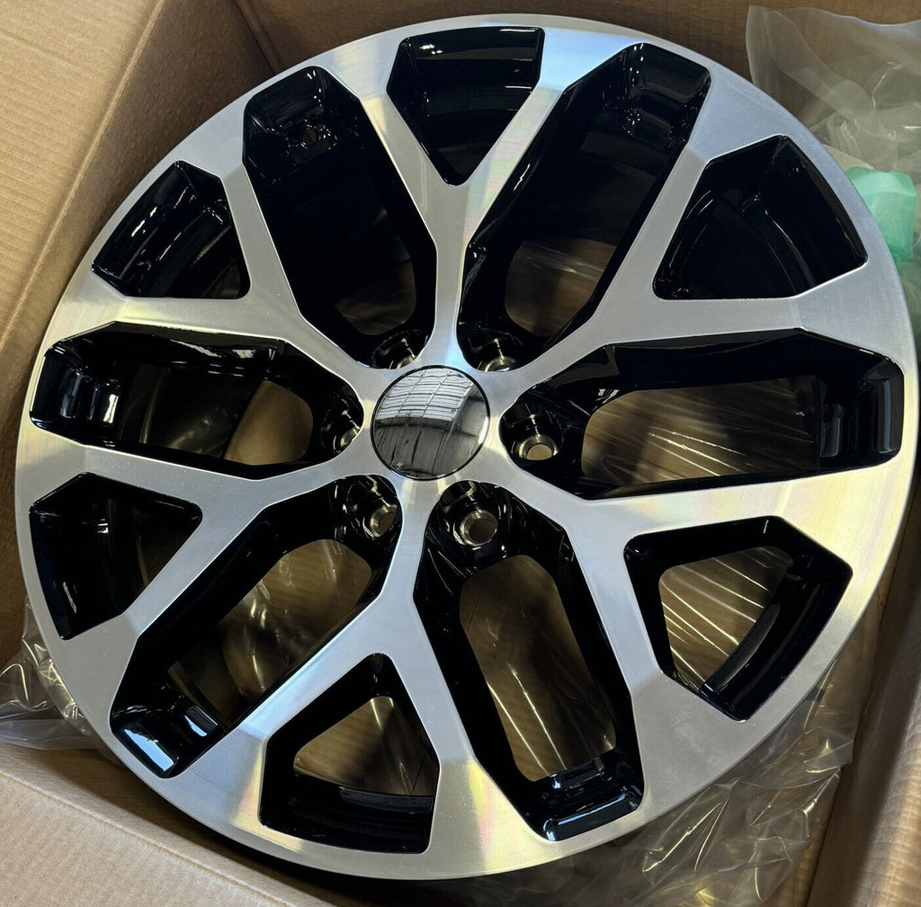 20" Black Machine Snowflake Wheels Highway Tires For Chevy Silverado Tahoe SET3