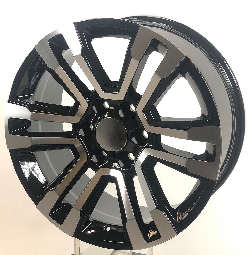 GMC 20" Black & Machine Denali Style Split Spoke Wheel For 2000-26 Sierra Yukon2