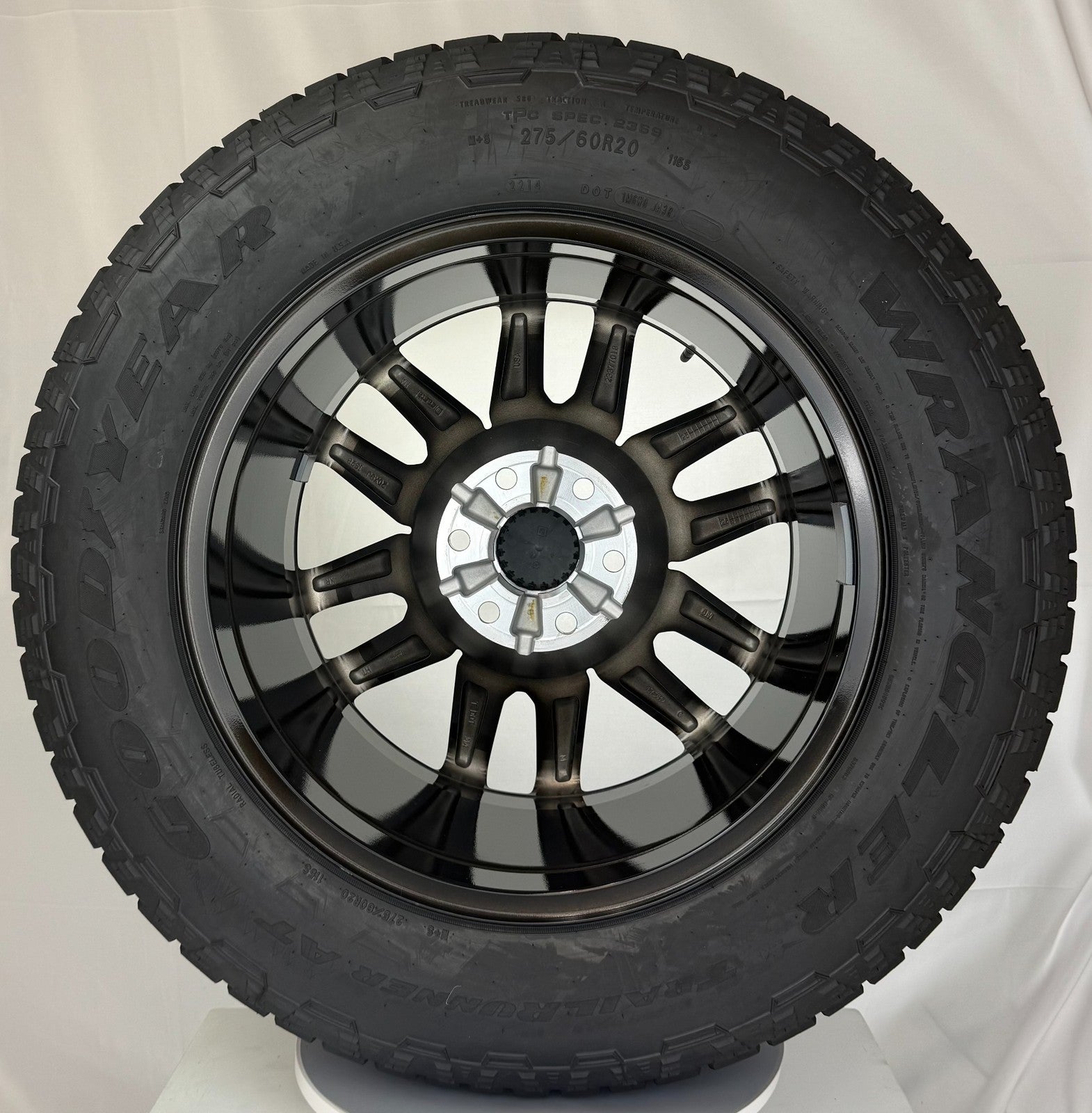 20" Chevy Silverado Tahoe Suburban Black OEM Wheels Goodyear AT Tires TPMS LUGS5